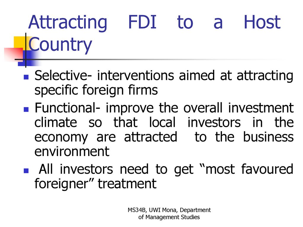 Attracting FDI to a Host Country