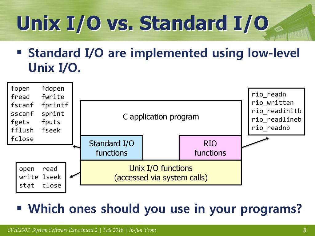 Unix I/O vs. Standard I/O