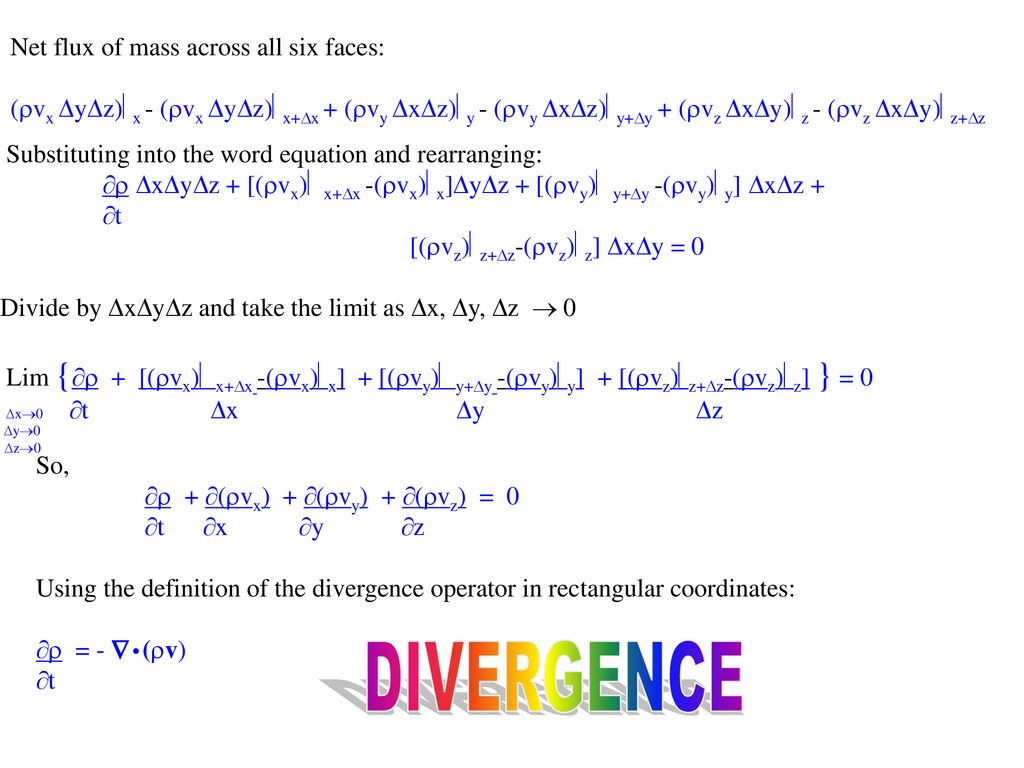 Conservation Of Mass Equation Of Continuity Ppt Download