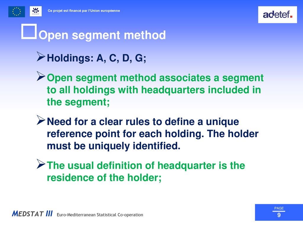 Open segment method Holdings: A, C, D, G;