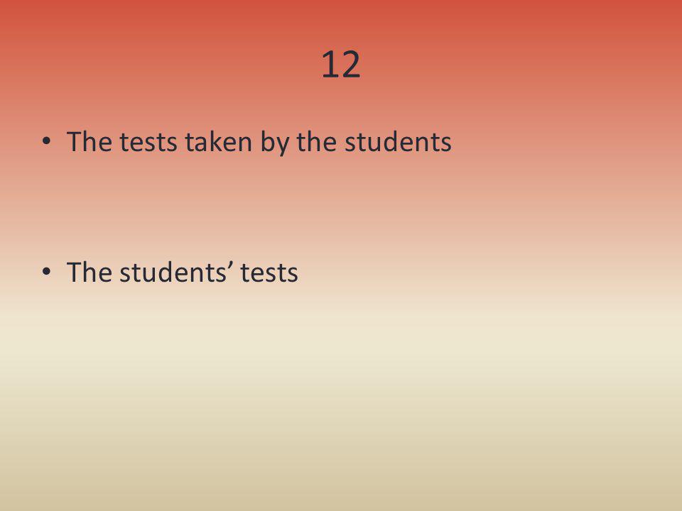 12 The tests taken by the students The students’ tests