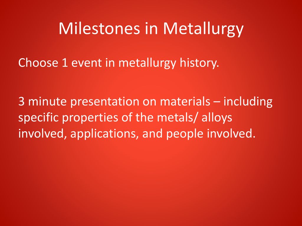 Milestones in Metallurgy