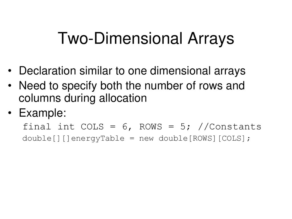 Two-Dimensional Arrays - ppt download