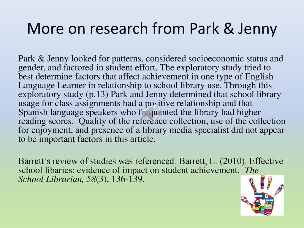 More on research from Park & Jenny