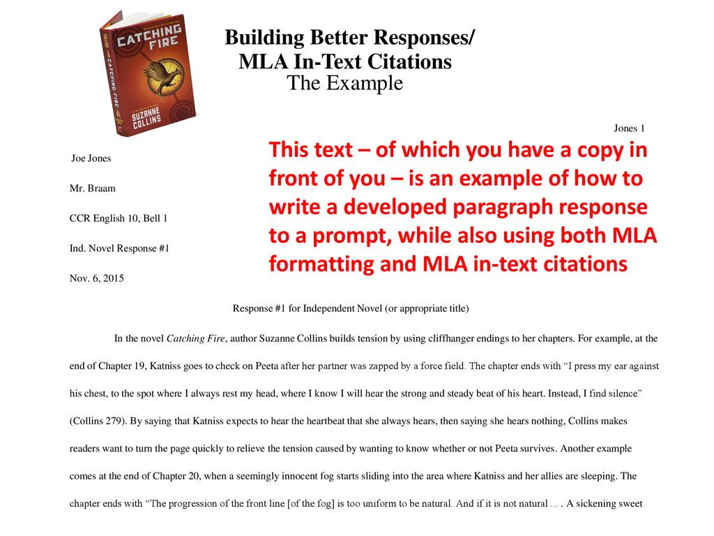 Building Better Responses/ MLA In-Text Citations The Example - ppt
