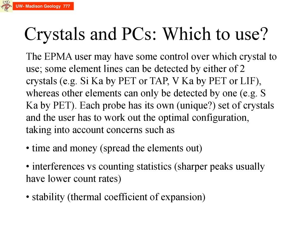 Crystals and PCs: Which to use