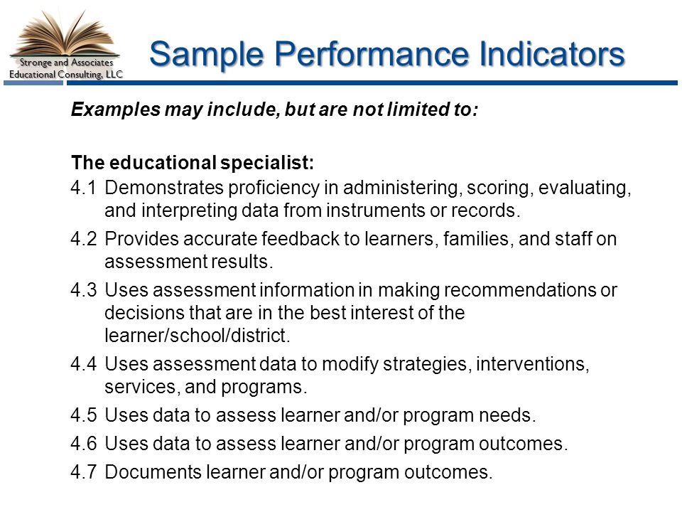 Sample Performance Indicators