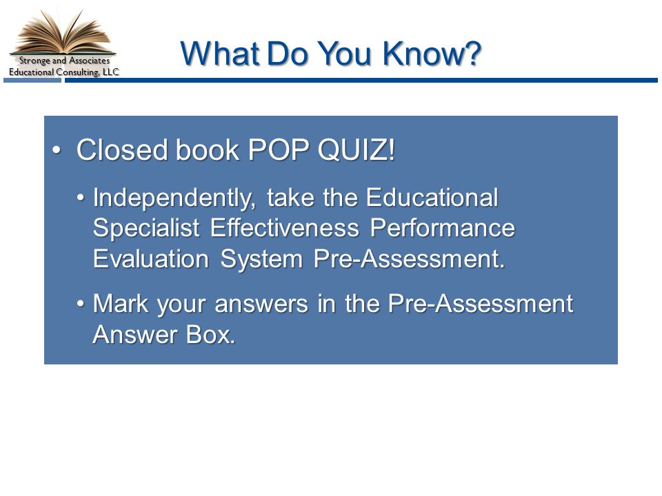What Do You Know Closed book POP QUIZ!