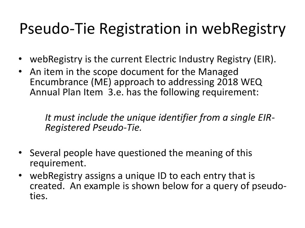 Unique identifier for eir registered pseudo tie ppt download