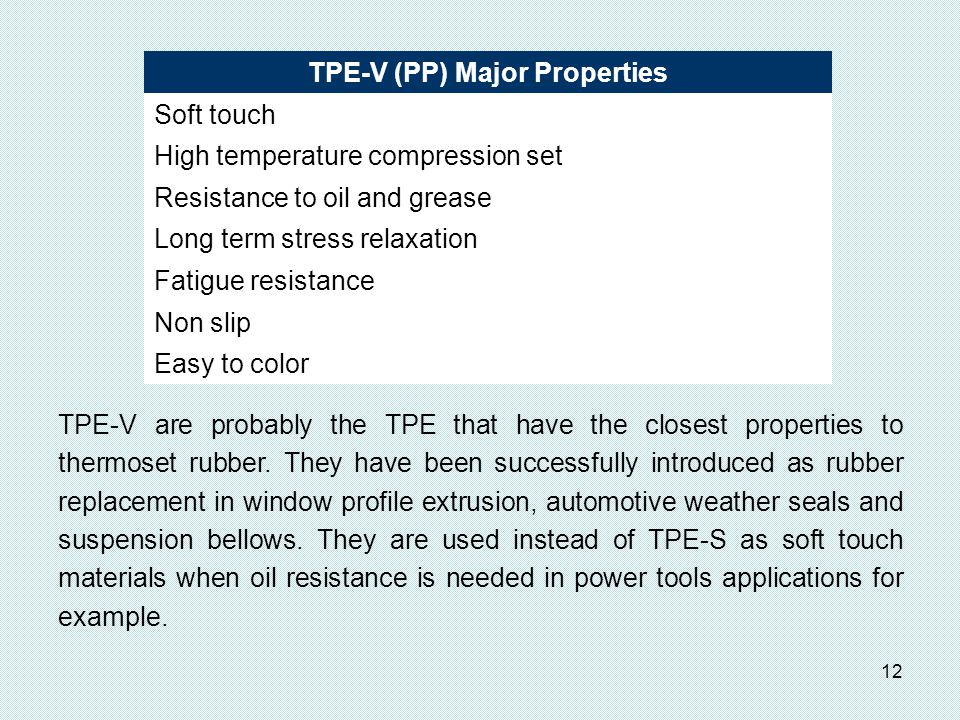 TPE-V (PP) Major Properties