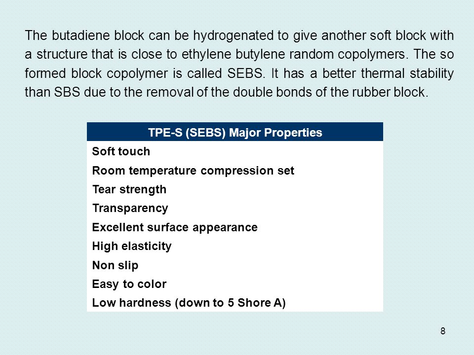 TPE-S (SEBS) Major Properties