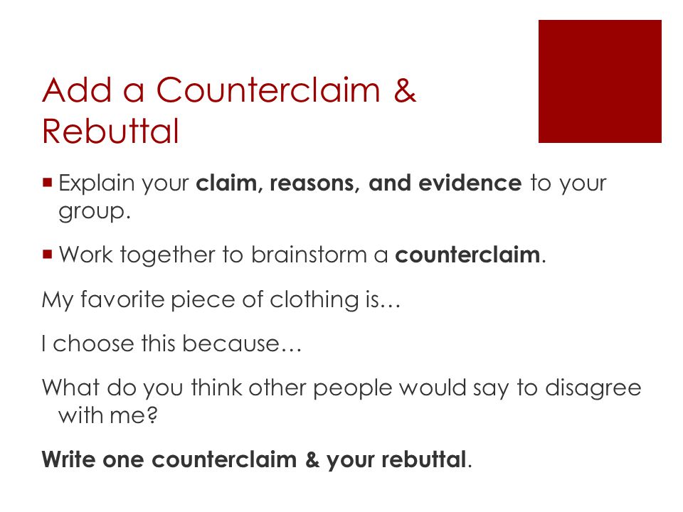 Add a Counterclaim & Rebuttal