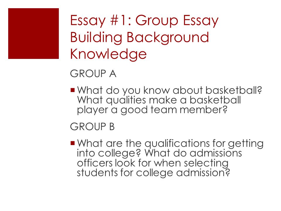 Essay #1: Group Essay Building Background Knowledge