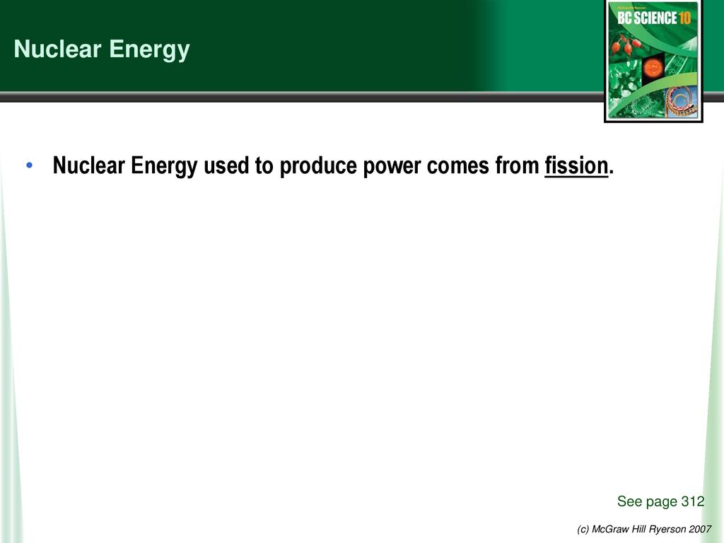 Nuclear Energy used to produce power comes from fission.