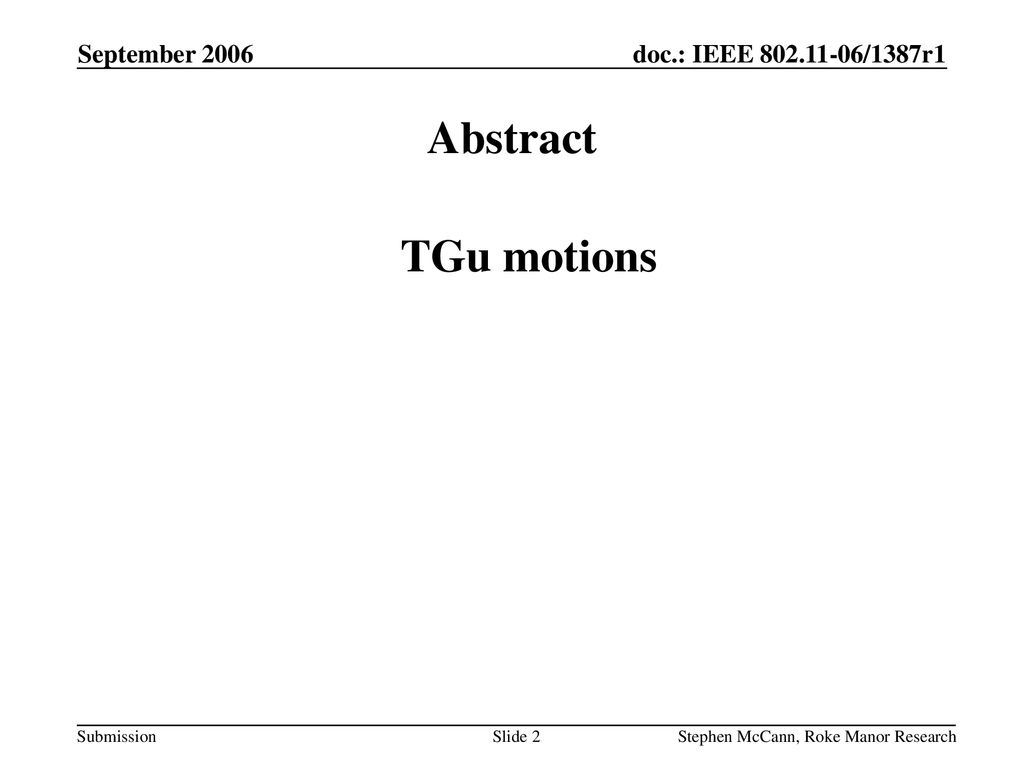Abstract TGu motions September 2006 September 2006