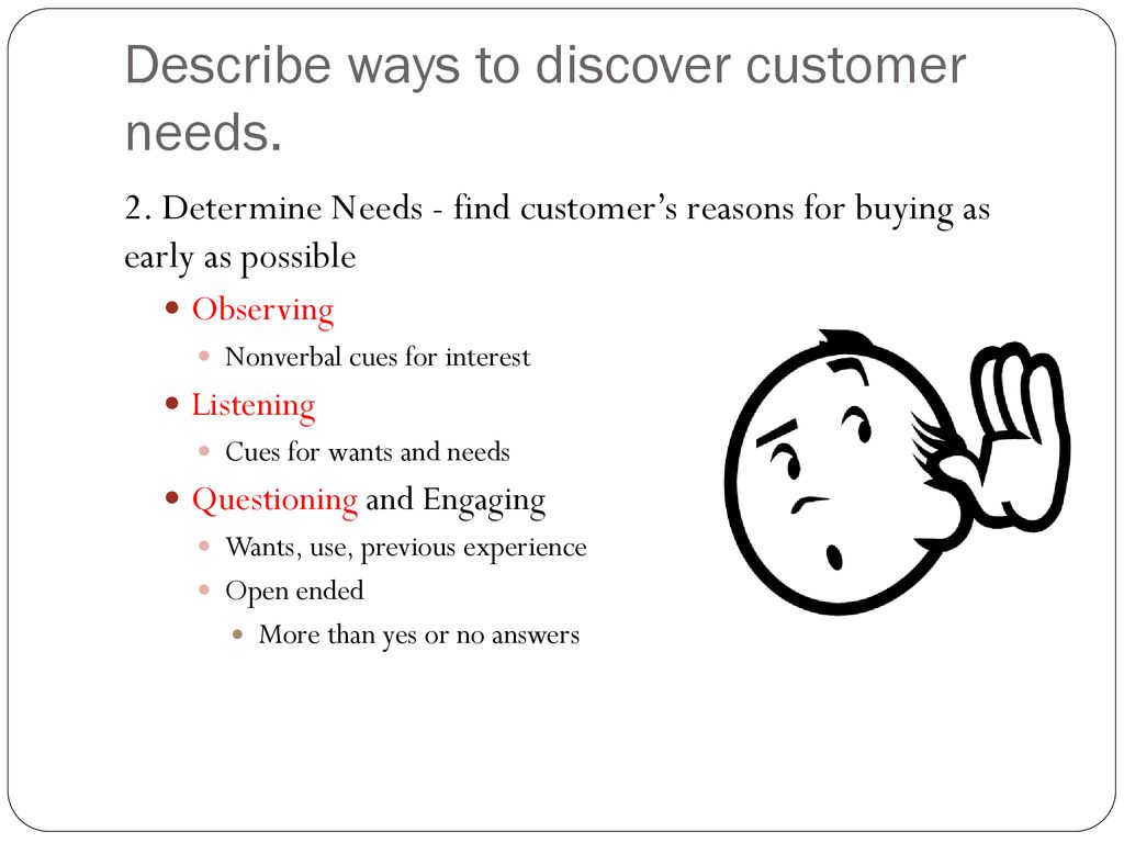 Describe ways to discover customer needs.