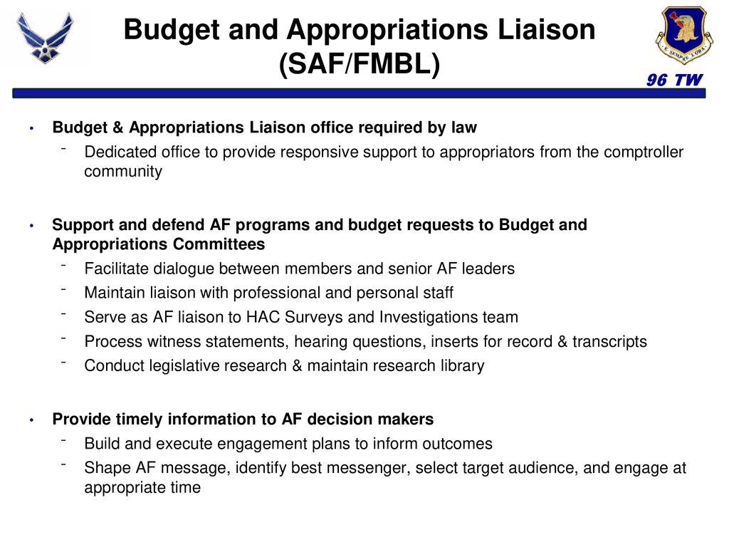 Budget and Appropriations Liaison (SAF/FMBL)