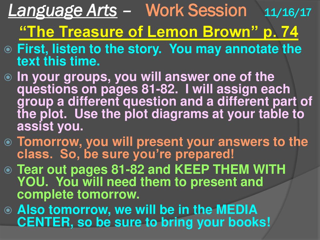 Language Arts – Work Session 11/16/17