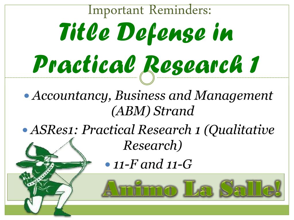 Title Defense in Practical Research 1