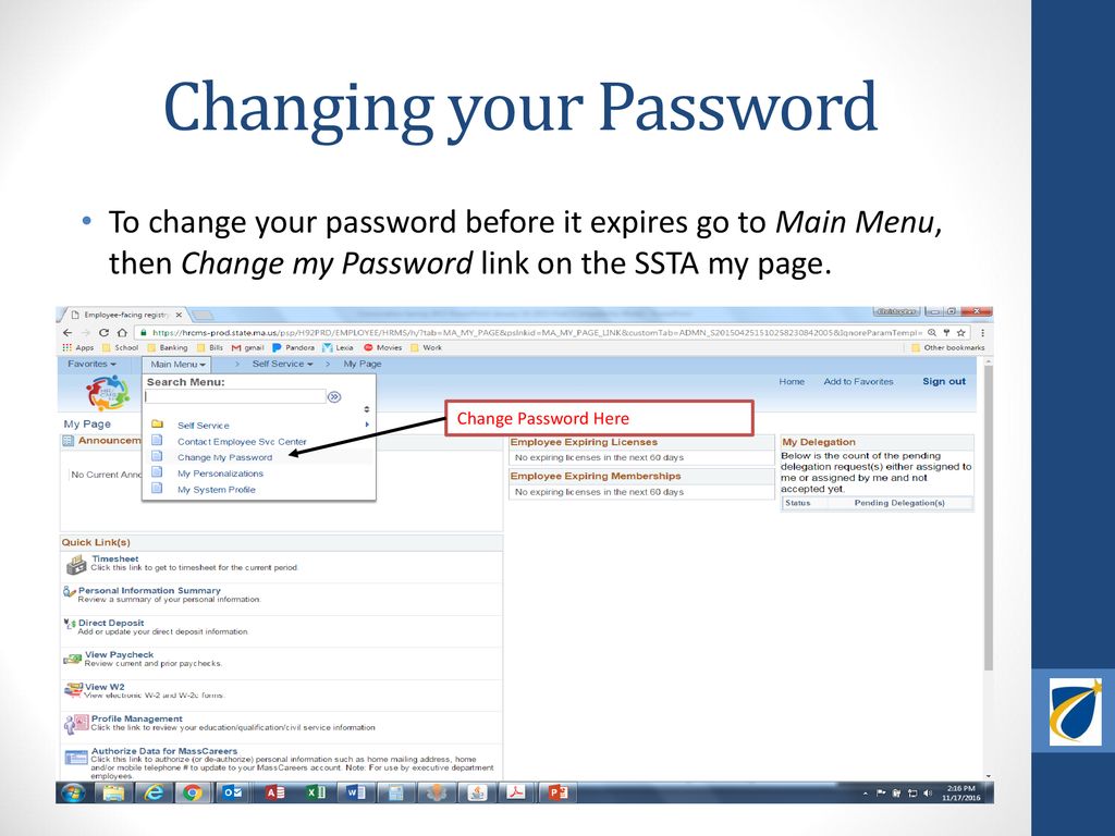 Changing your Password