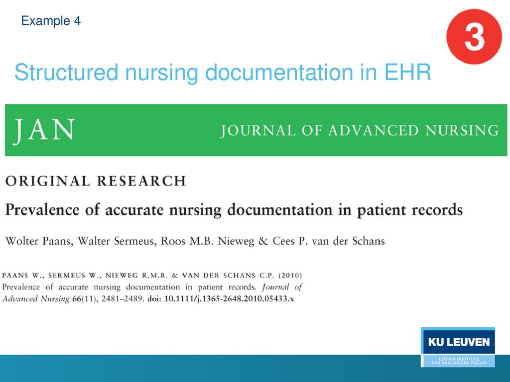 Structured nursing documentation in EHR