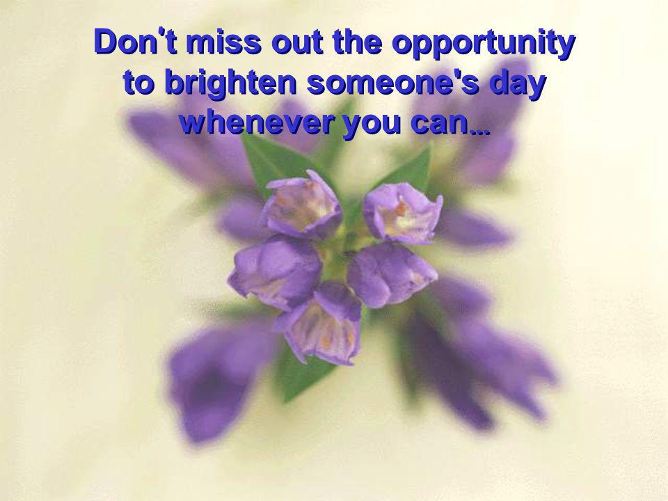 Don’t miss out the opportunity to brighten someone s day