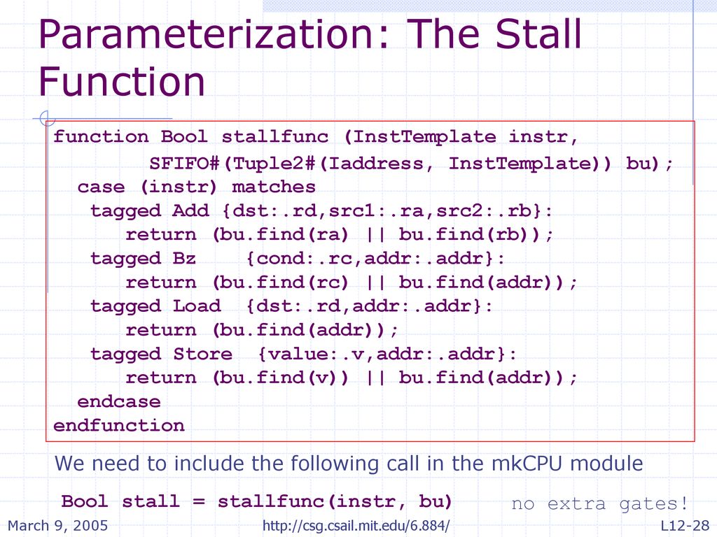 Parameterization: The Stall Function