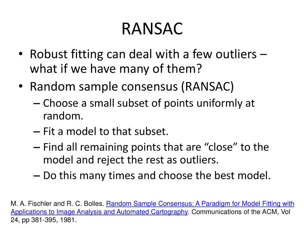 Segmentation by fitting a model: robust estimators and RANSAC ppt