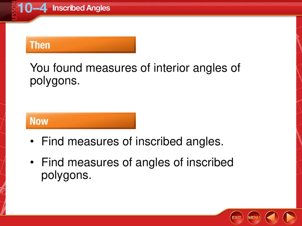 You found measures of interior angles of polygons.
