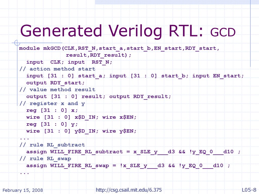 GCD: A simple example to introduce Bluespec - ppt download