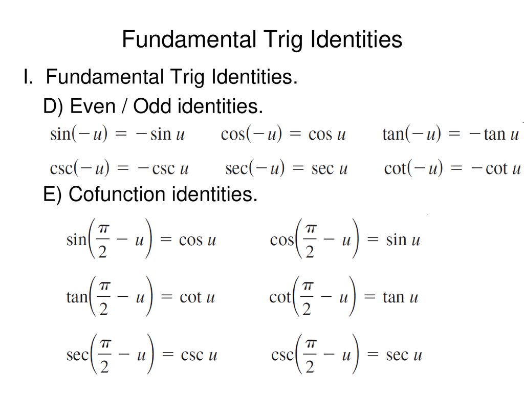 Fundamental Trig Identities - ppt download
