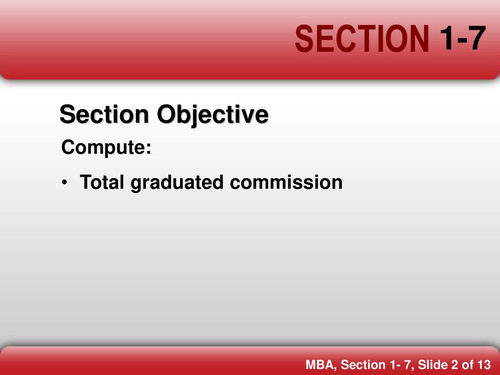 Section Objective Compute: Total graduated commission