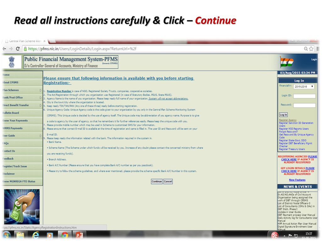 Read all instructions carefully & Click – Continue