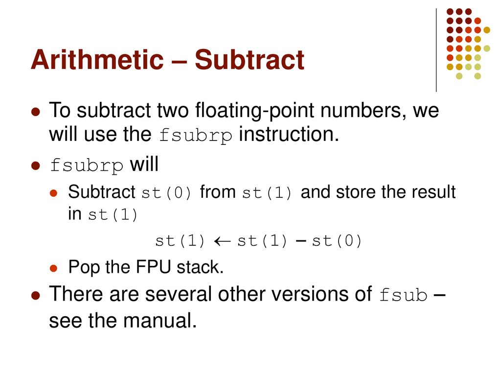 The x87 FPU Lecture 18 Wed, Mar 23, ppt download