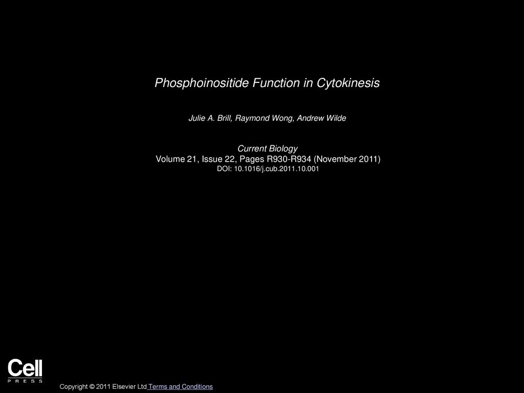 Phosphoinositide Function in Cytokinesis