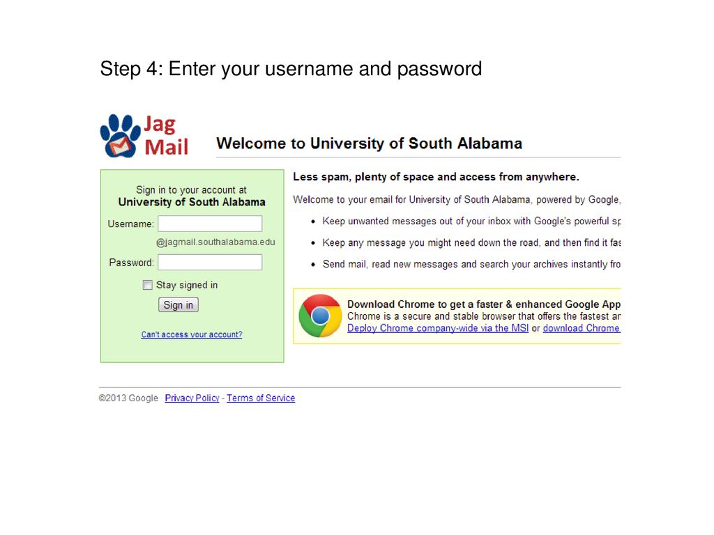 Step 4: Enter your username and password