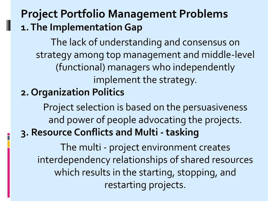Project Portfolio Management Problems