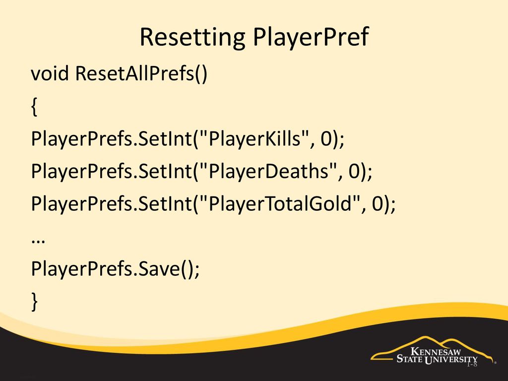 Playerprefs.setint