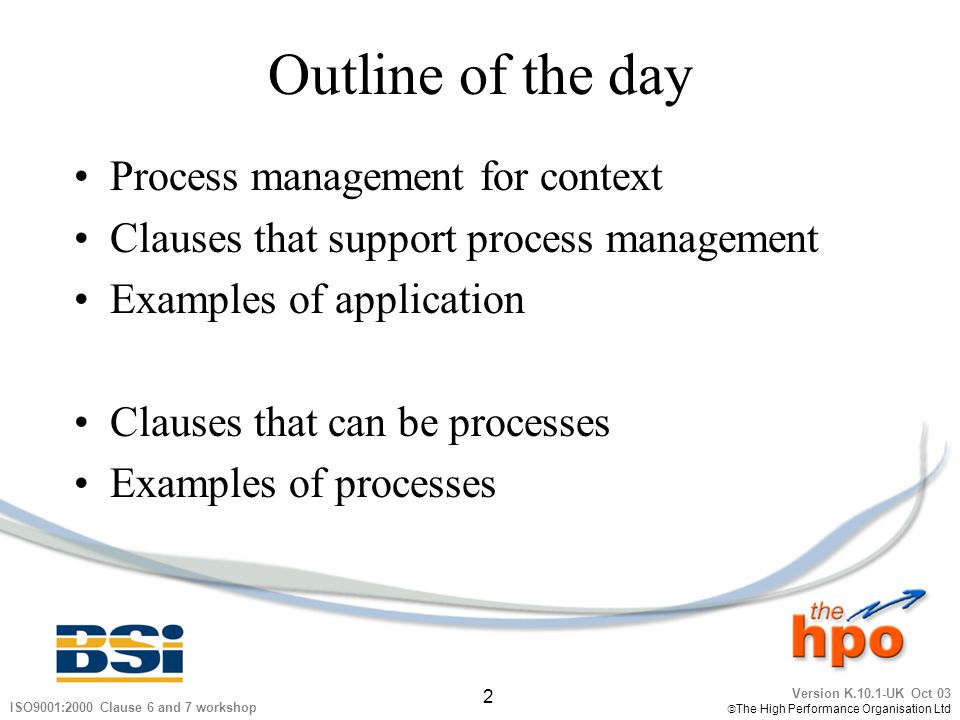 Outline of the day Process management for context