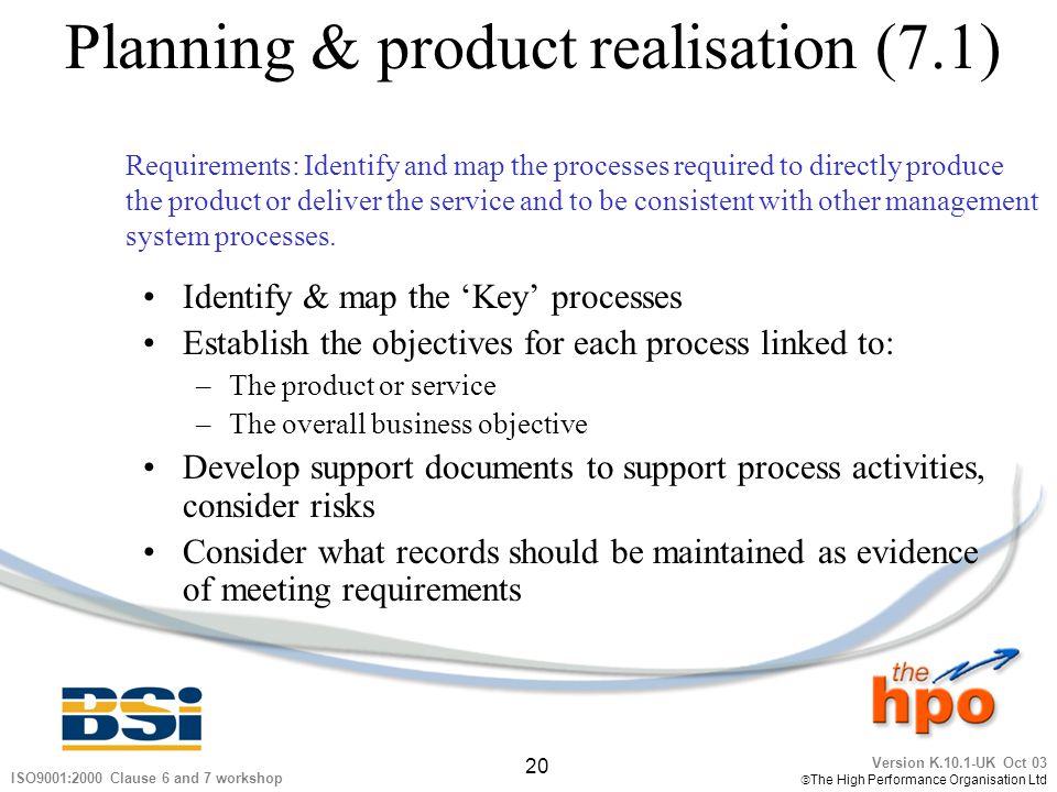 Planning & product realisation (7.1)
