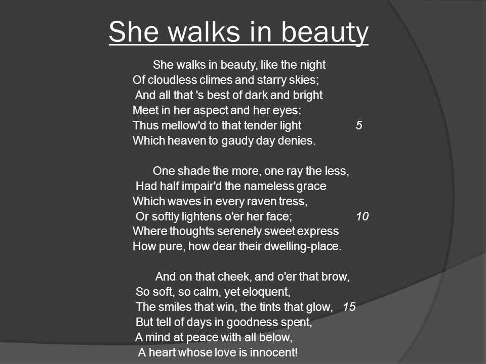 she walks in beauty imagery