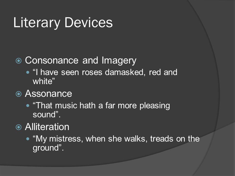 Literary Devices Consonance and Imagery Assonance Alliteration