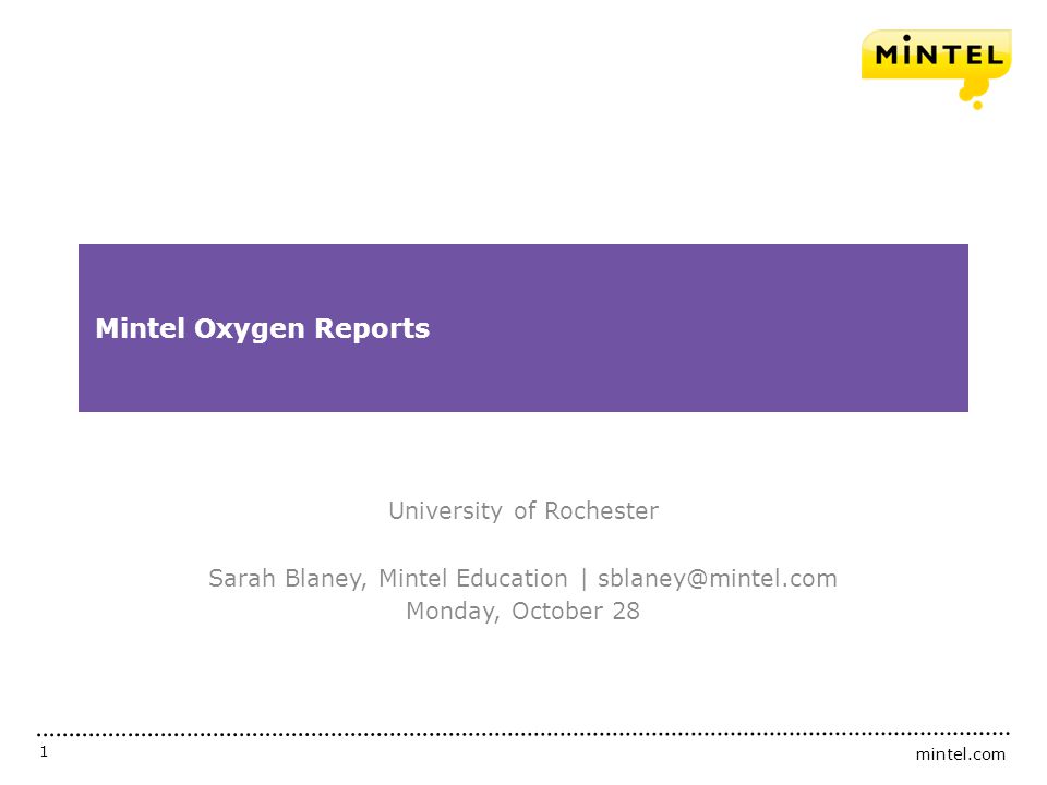 Mintel Oxygen Reports University of Rochester