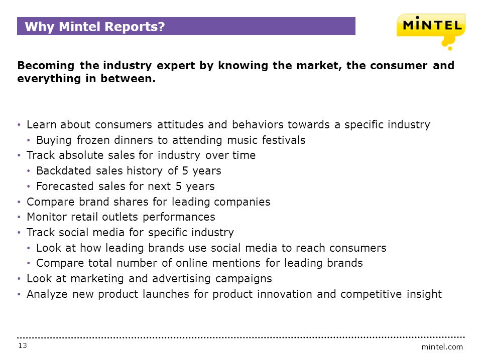 Why Mintel Reports Becoming the industry expert by knowing the market, the consumer and everything in between.