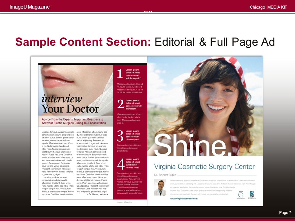 Sample Content Section: Editorial & Full Page Ad