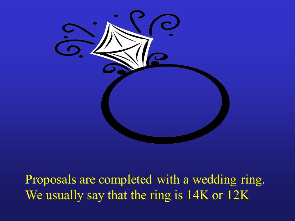 Proposals are completed with a wedding ring.