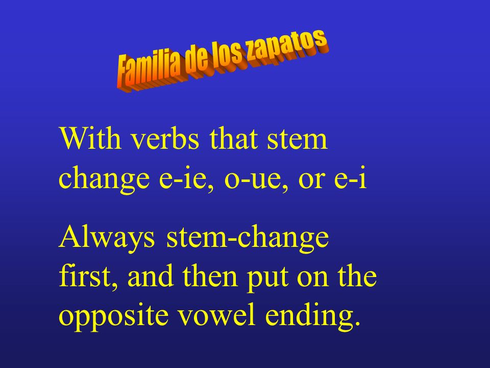 With verbs that stem change e-ie, o-ue, or e-i
