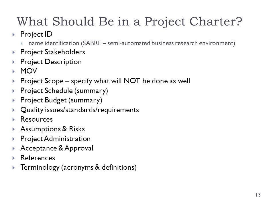 What Should Be in a Project Charter