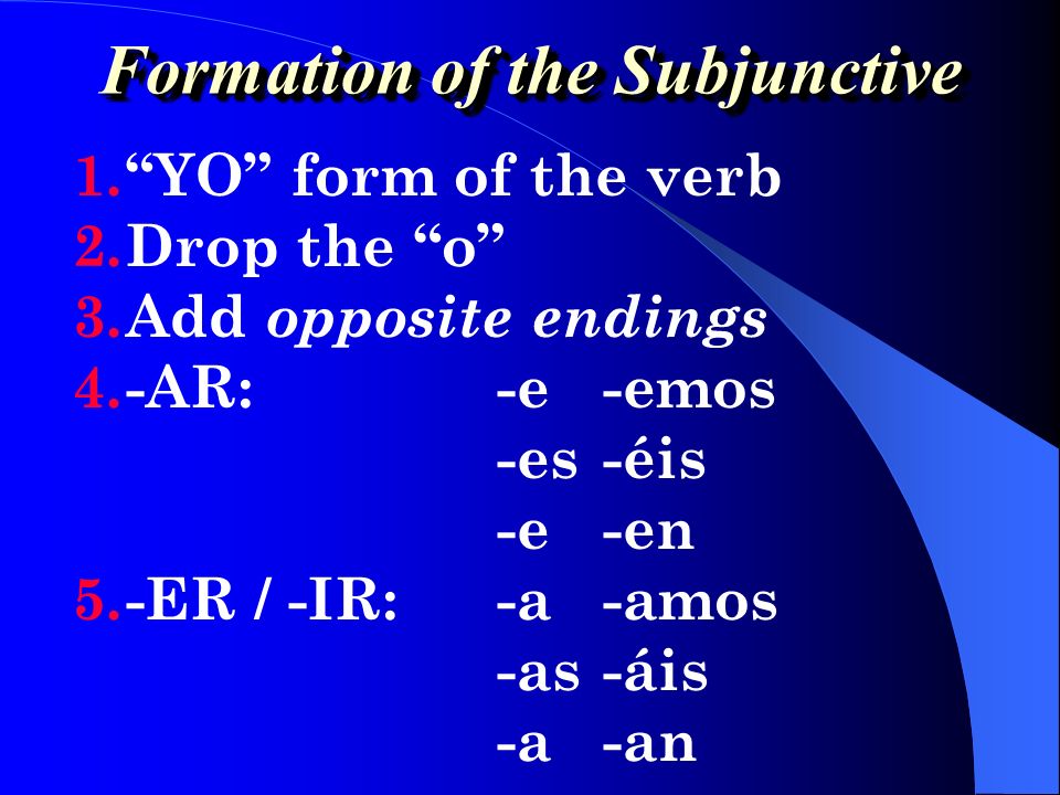 Formation of the Subjunctive