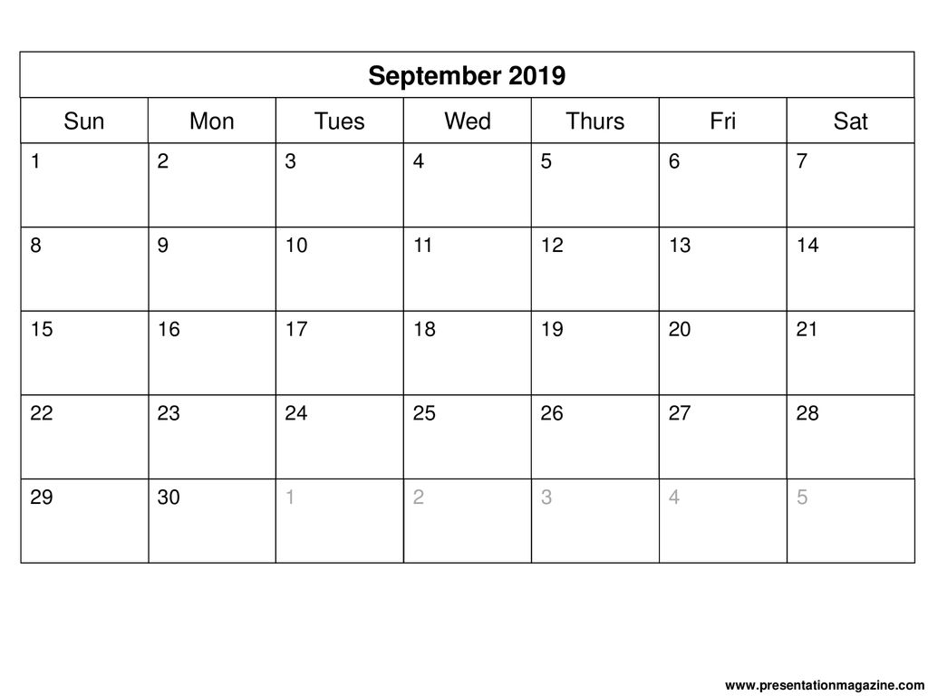 2019 monthly calendar template - ppt download